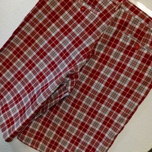 Men's K.A.D Est. 1985 white, grey, and red plaid shorts, XL, NWOT